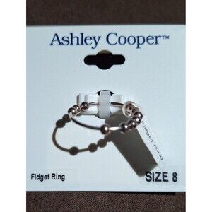 Ashley Cooper Silver Beaded Spinner Ring Size 8